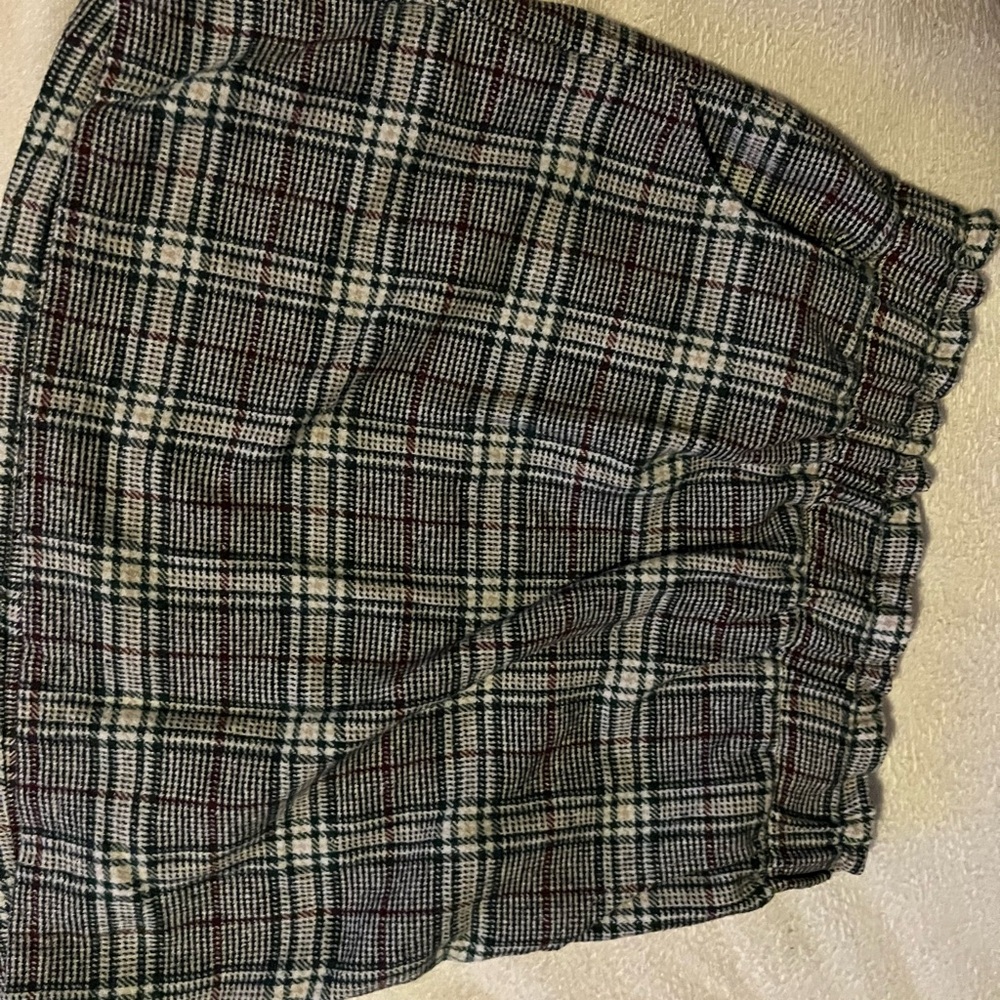Plaid Skirt with Elastic Waistband